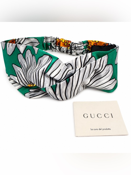 Gucci Accessories - Gucci Silk Blooms Floral Twist Knot Headband Green